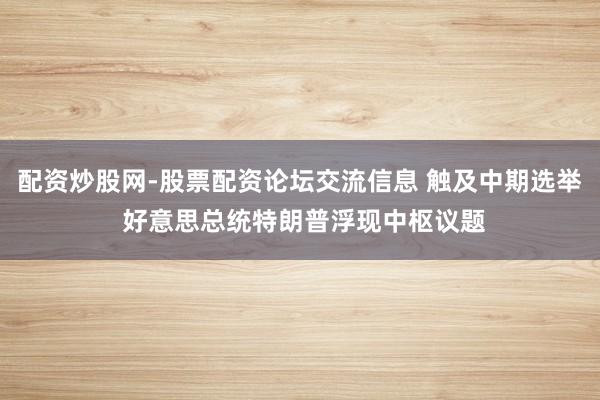 配资炒股网-股票配资论坛交流信息 触及中期选举 好意思总统特朗普浮现中枢议题